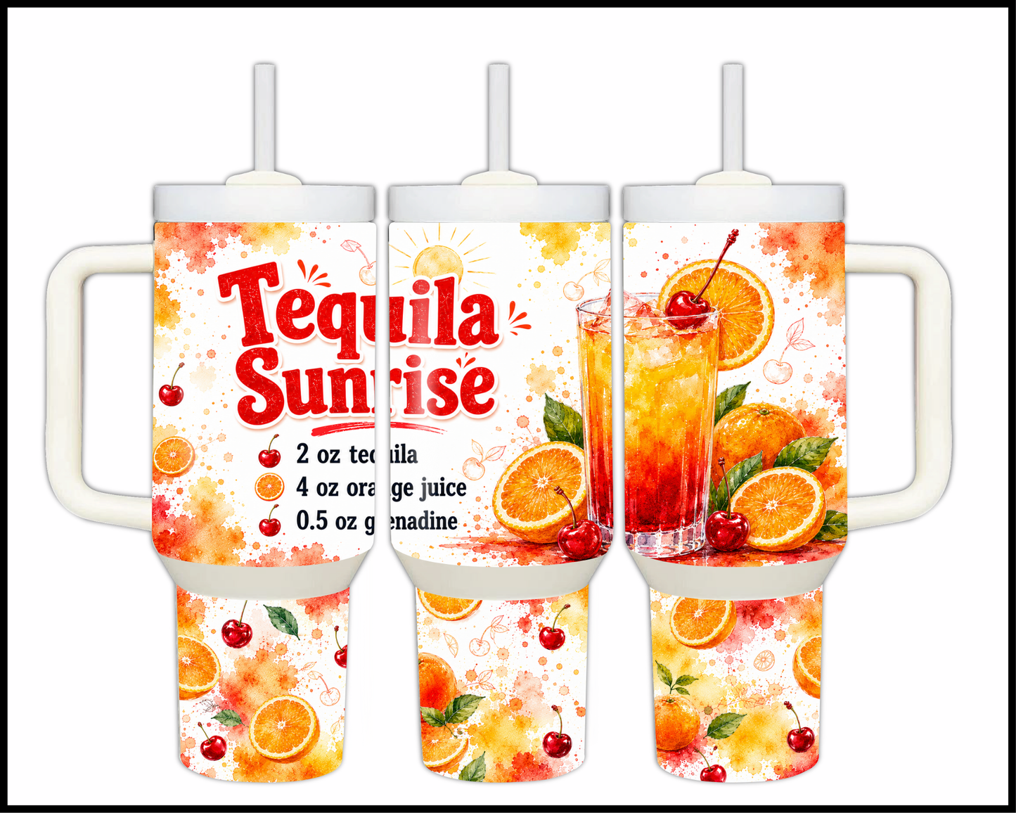 Happy Hour Recipes - Tequilla Sunrise Big Guzzler Stainless Steel Tumbler (1434)