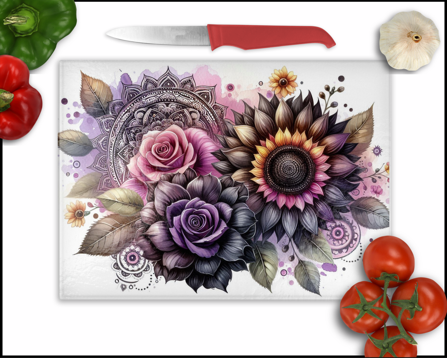 Floral Mandala Sublimated Cutting Board (144)