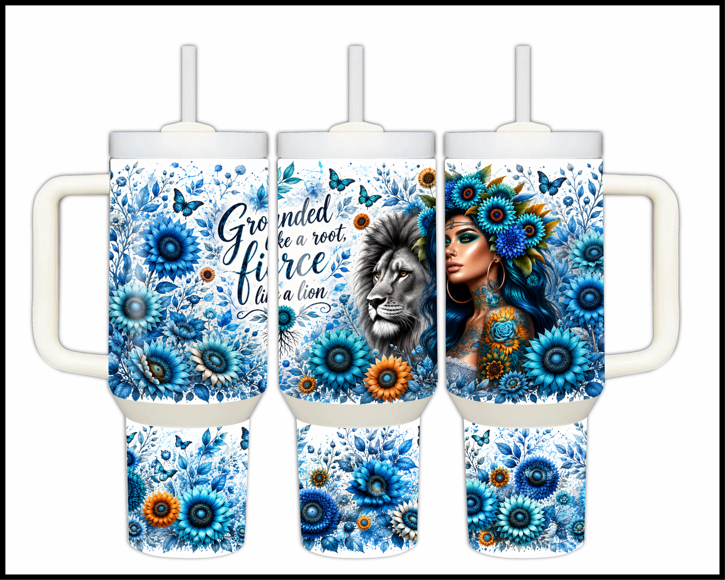 Grounded Like A Root, Fierce Like A Lion Stainless Steel Tumbler (1454)