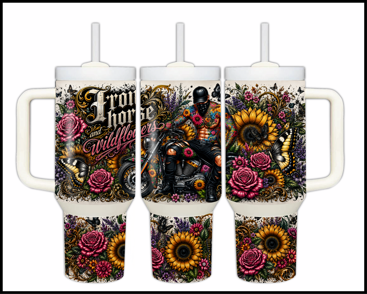 Iron Horse & Wildflowers Stainless Steel Tumbler (1459)