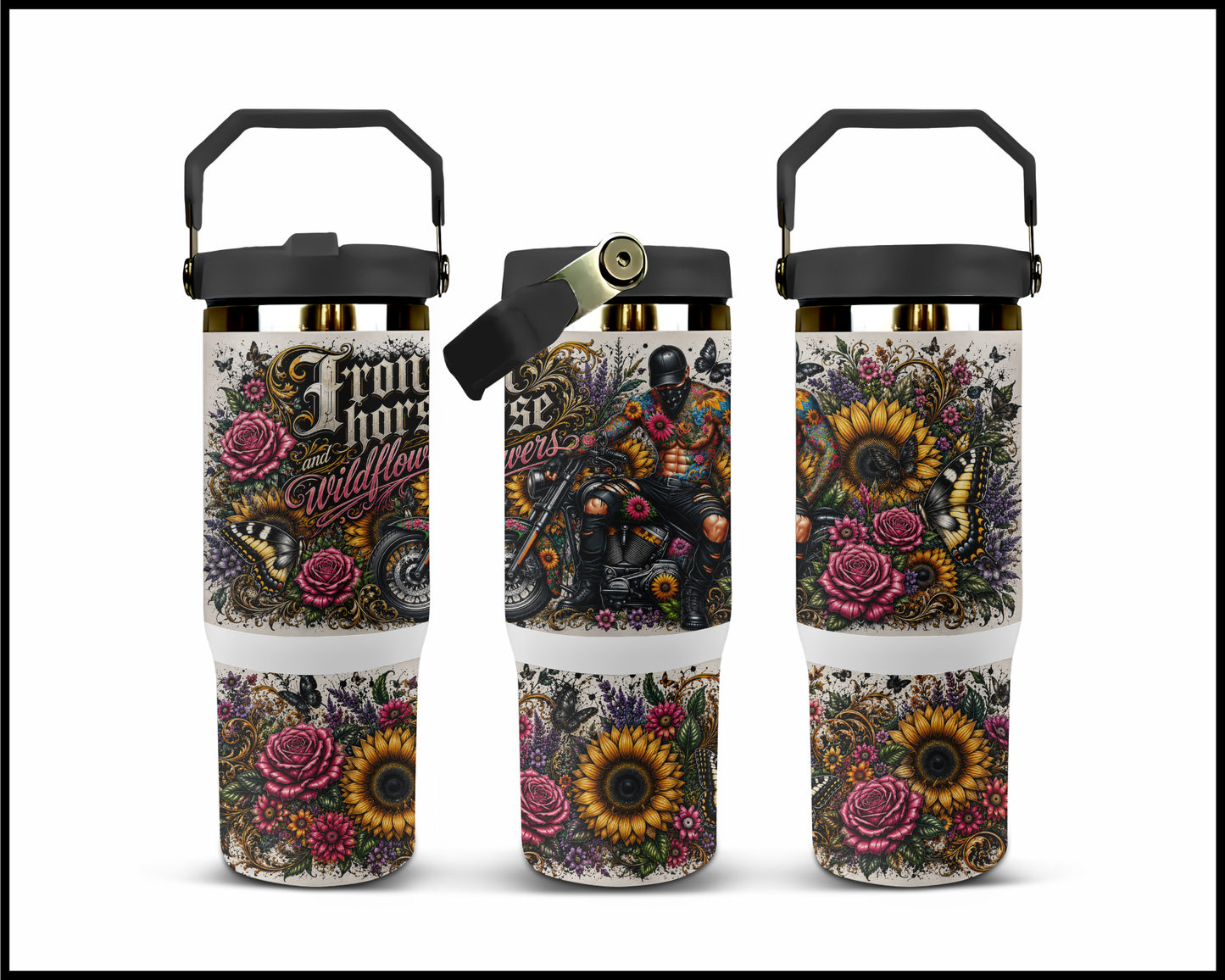 Iron Horse & Wildflowers Stainless Steel Tumbler (1459)