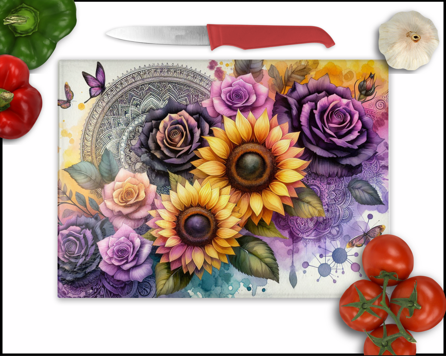 Floral Mandala Sublimated Cutting Board (145)