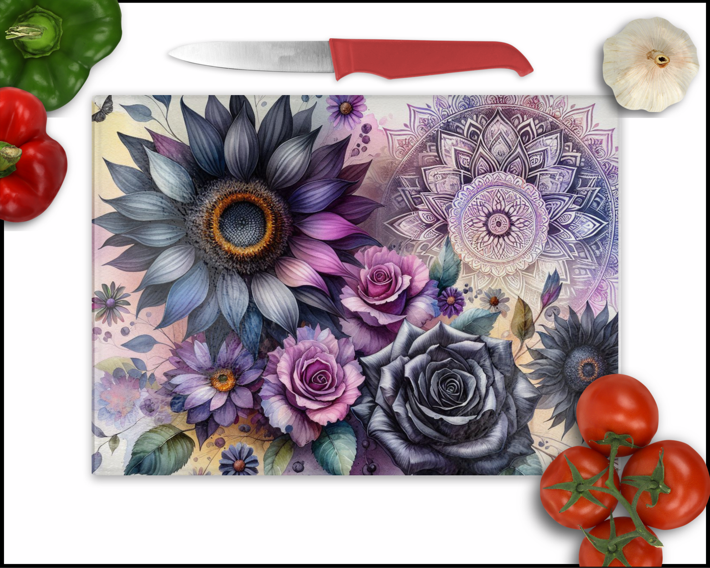 Floral Mandala Sublimated Cutting Board (146)