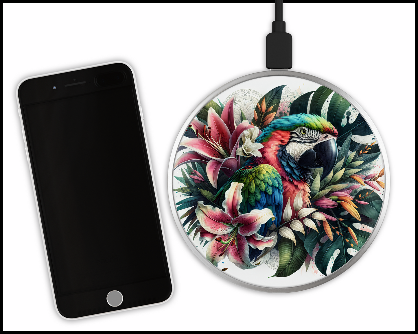 Tropical Parrot Sublimated Wireless Phone Charger (014)