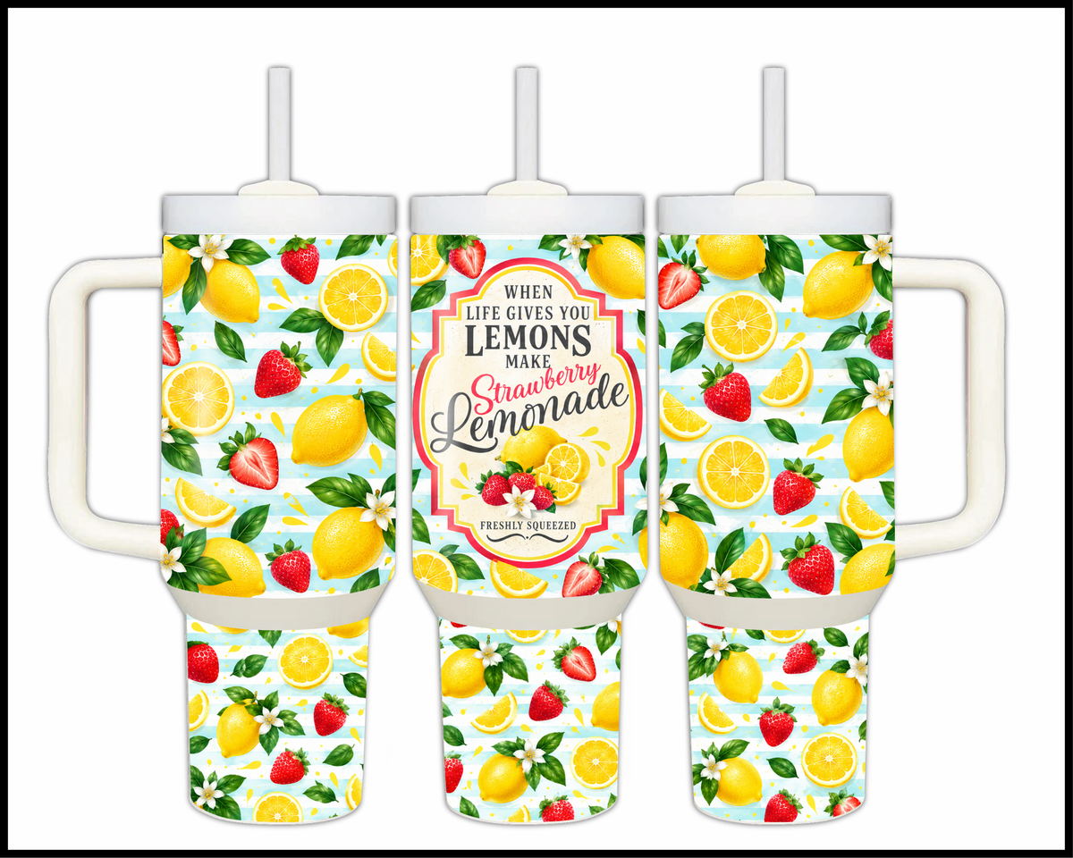 Make Strawberry Lemonade Stainless Steel Big Guzzler Tumbler (1538)
