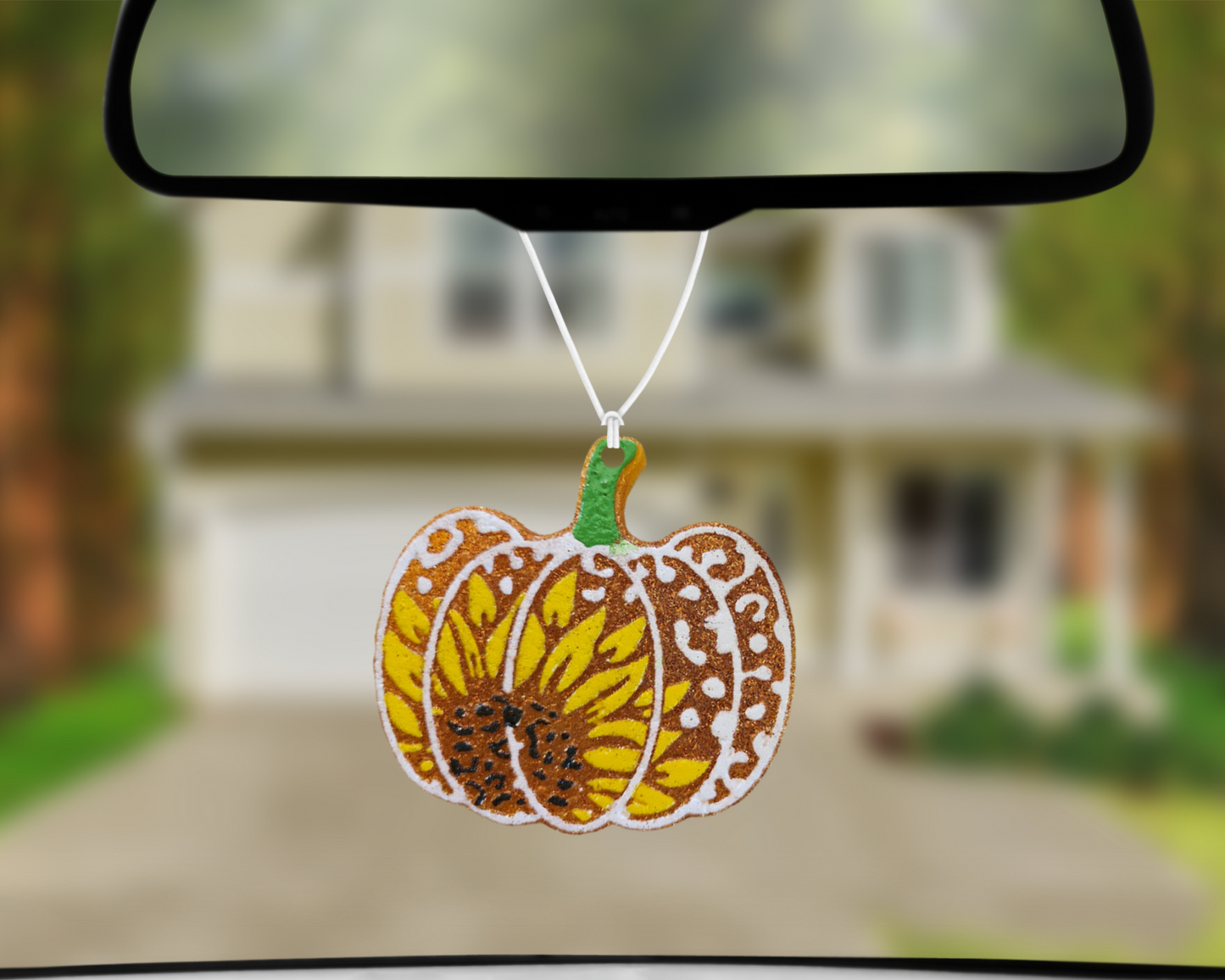 Sunflower Pumpkin Blinged Car Freshie