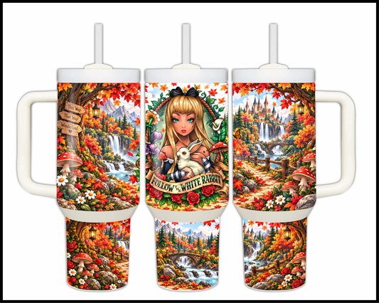 Follow The White Rabbit Stainless Steel Big Guzzler Tumbler (1749)