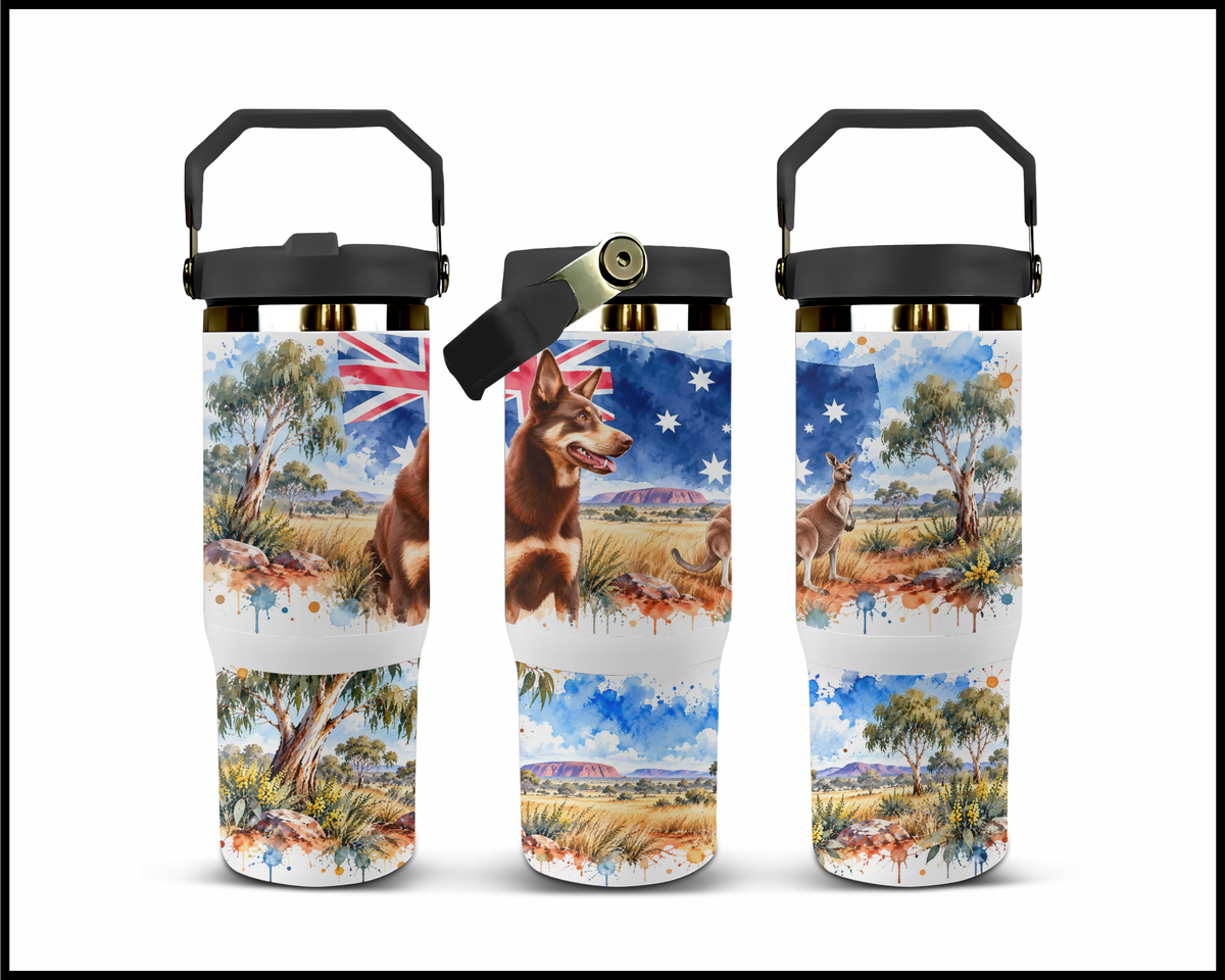 G'day Brew: True Blue Kelpie & Kangaroo Companion Stainless Steel Big Guzzler Tumbler (1767)