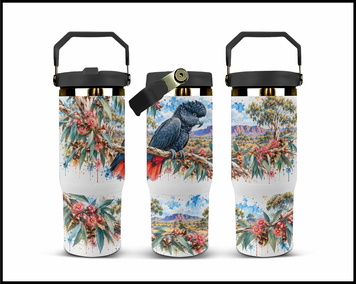 The "Loud & Proud" Black Cockatoo Stainless Steel Big Guzzler Tumbler (1777)