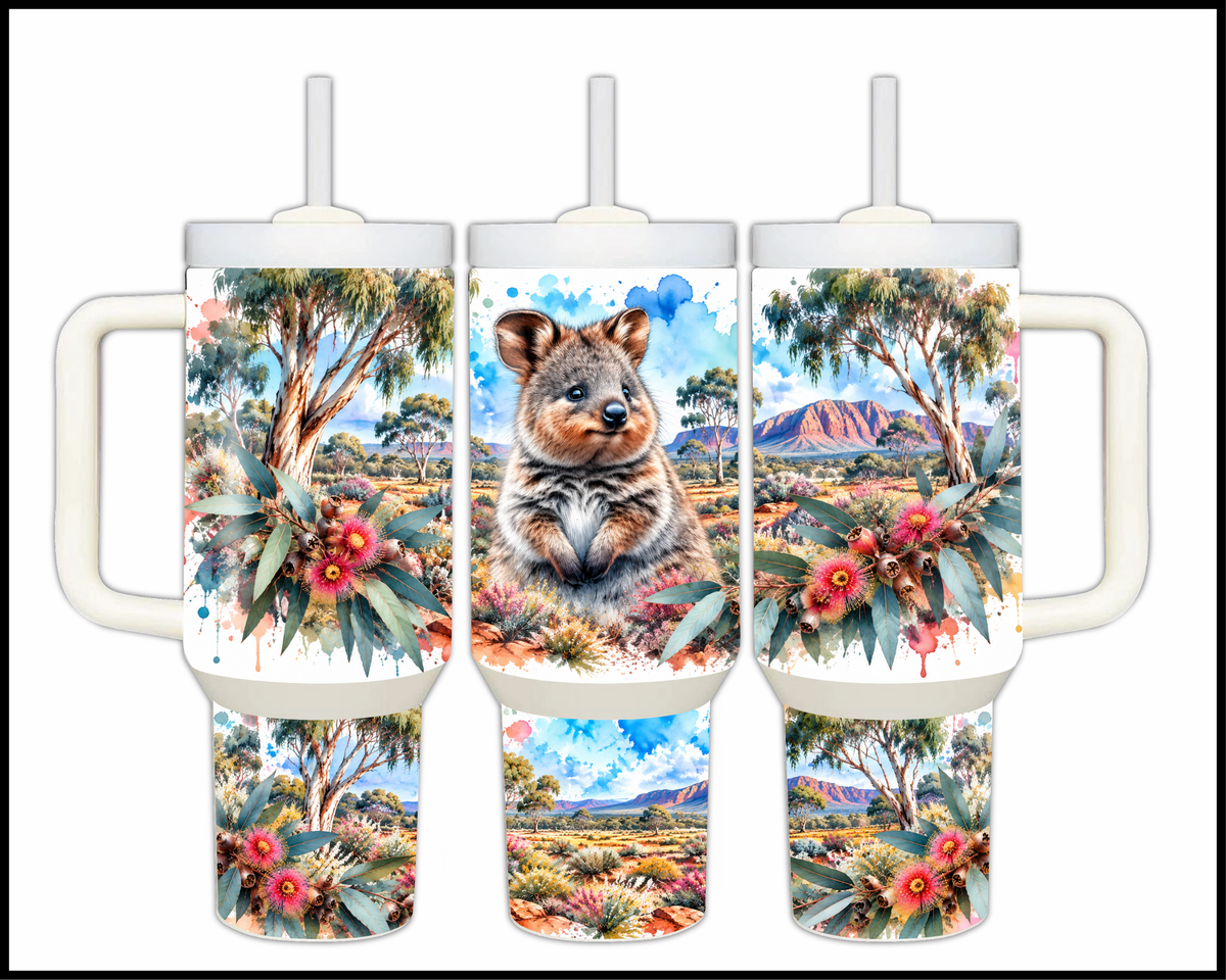 The Sunlit Bushland Quokka Stainless Steel Big Guzzler Tumbler (1780)