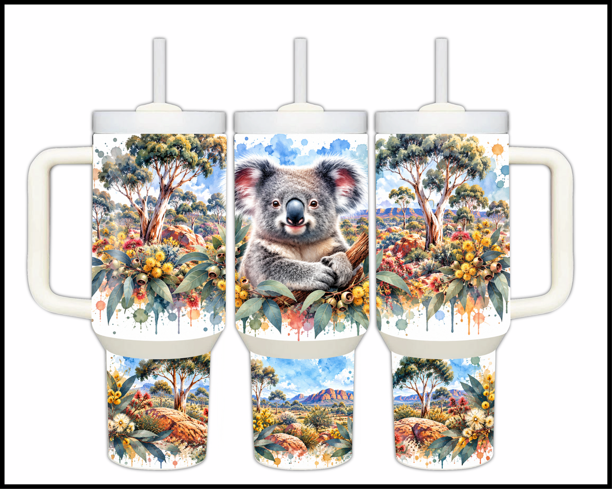 The Blossom & Gum Leaf Koala Stainless Steel Big Guzzler Tumbler (1789)