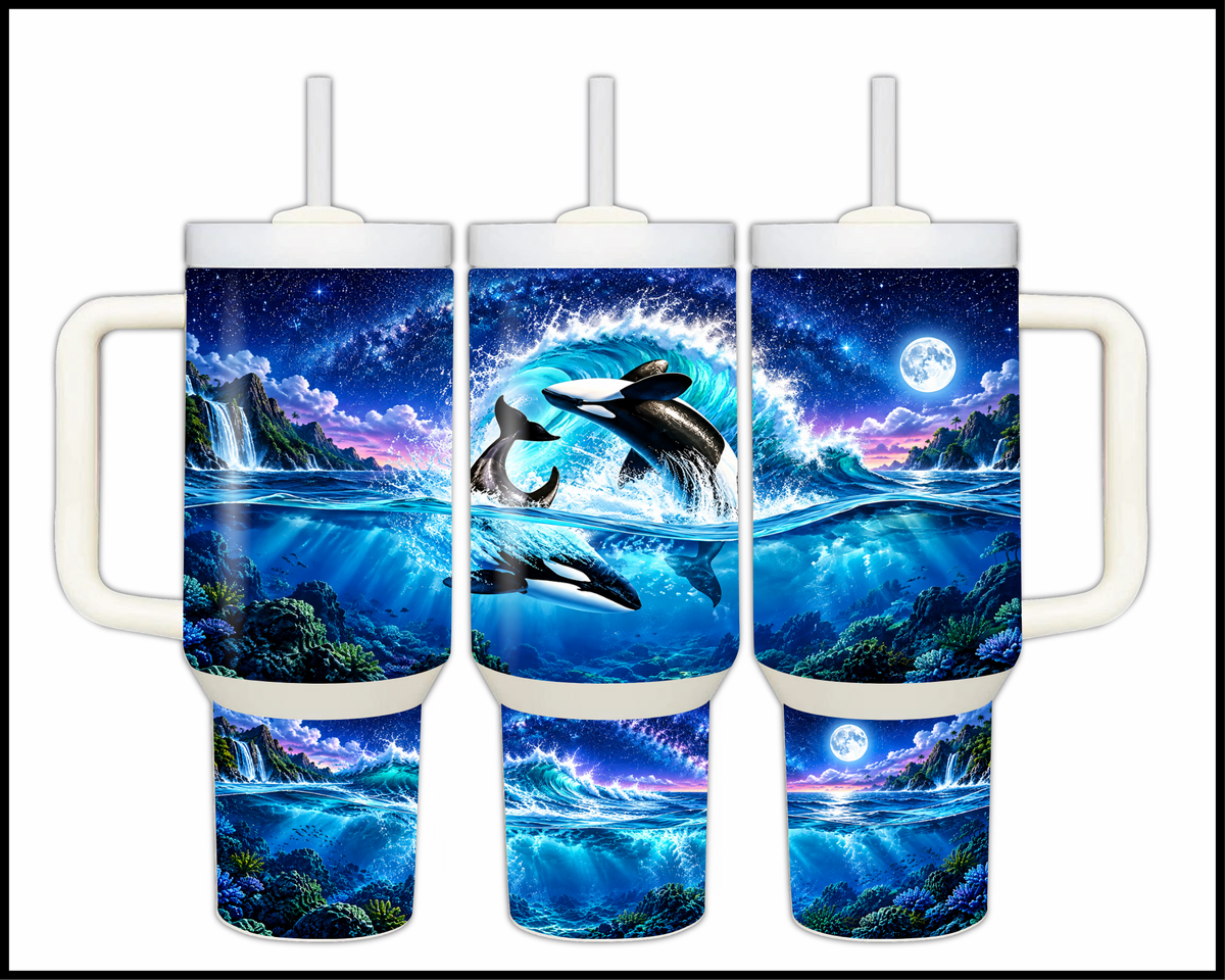 The Midnight Breach Stainless Steel Big Guzzler Tumbler (1798)