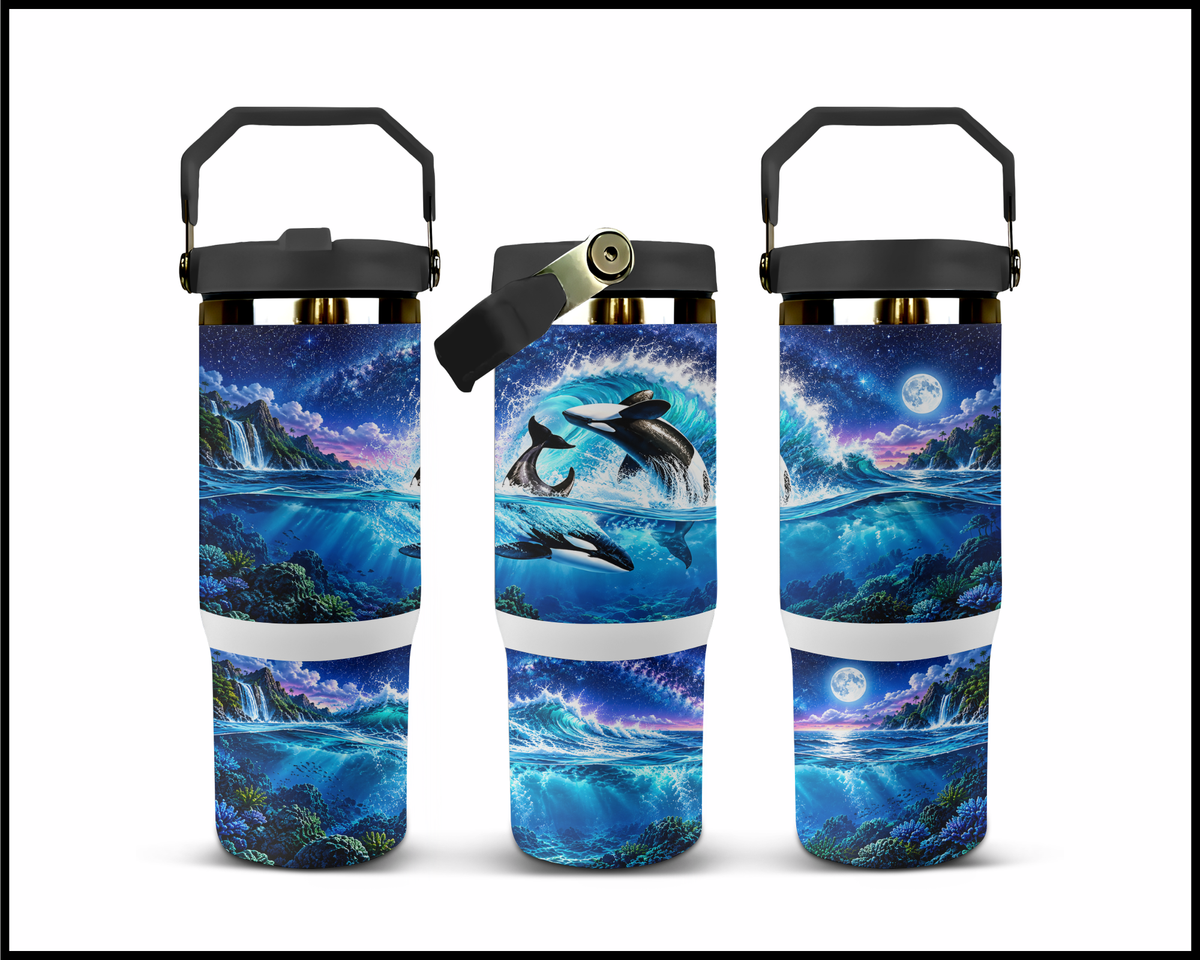 The Midnight Breach Stainless Steel Big Guzzler Tumbler (1798)