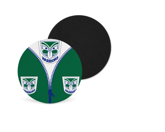 New Zealand Warriors Zip Up Neoprene Drink Coaster x2 (Round)