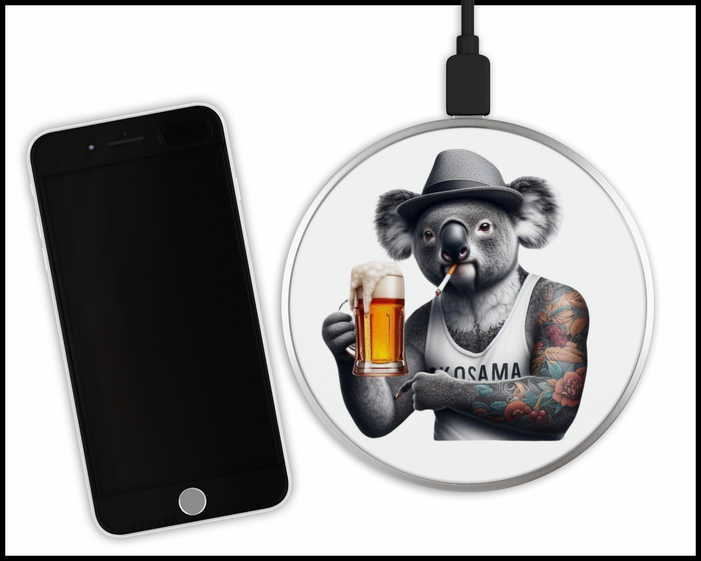 Aussie Drinking Koala Sublimated Wireless Phone Charger (317)