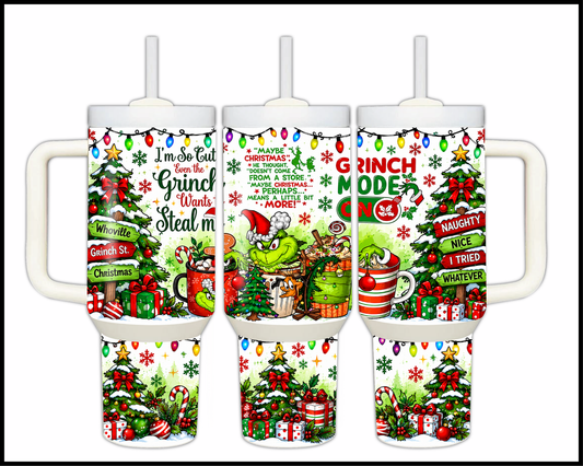 Grinch Mode On Stainless Steel Big Guzzler Tumbler (1806)