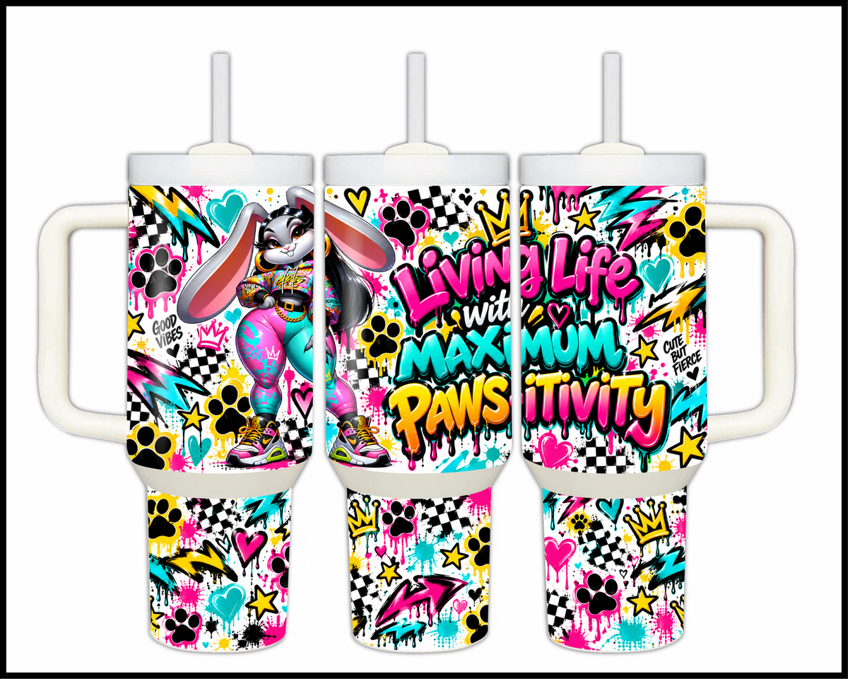 Living Life With Maximum Pawsitivity Stainless Steel Big Guzzler Tumbler (1865)