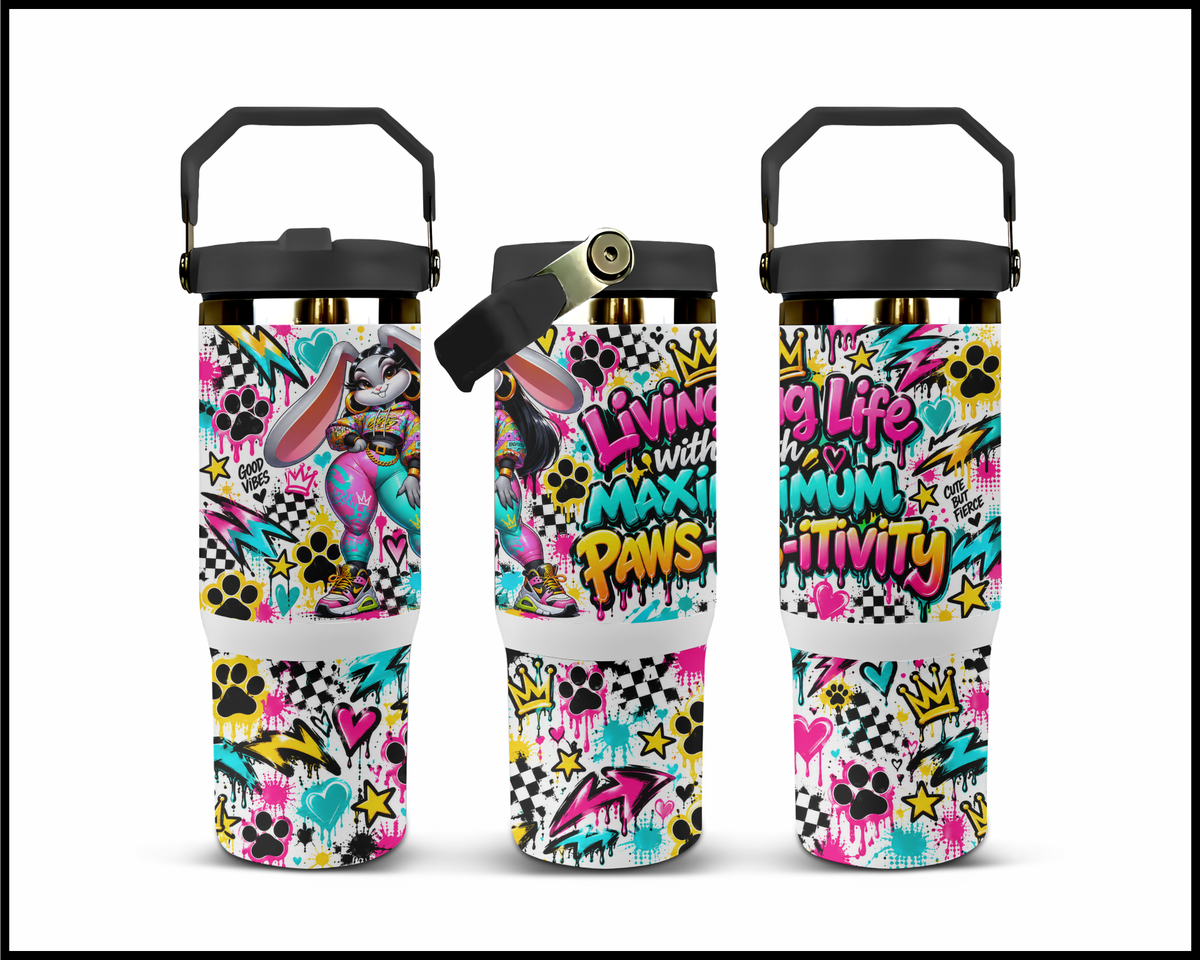 Living Life With Maximum Pawsitivity Stainless Steel Big Guzzler Tumbler (1865)