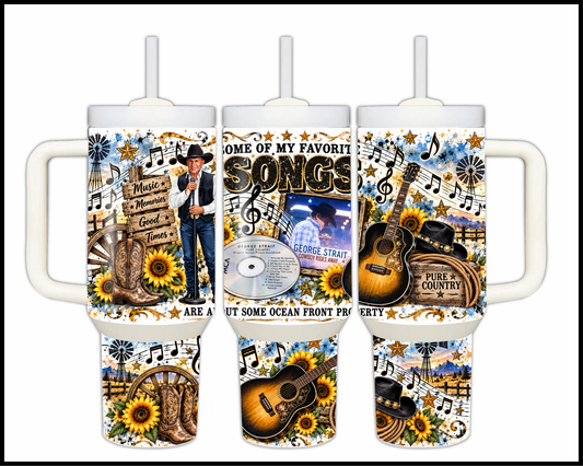 George Strait Inspired Stainless Steel Big Guzzler Tumbler (1876)
