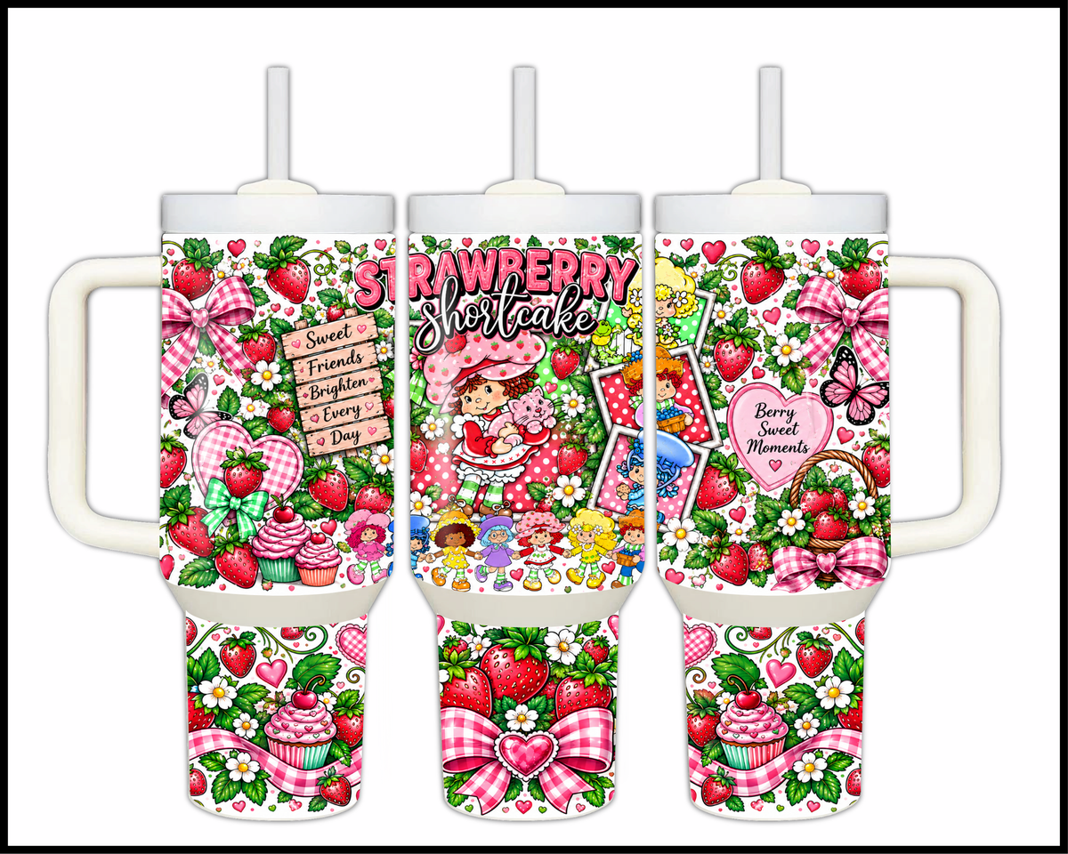 Strawberry Shortcake Inspired Stainless Steel Big Guzzler Tumbler (1887)