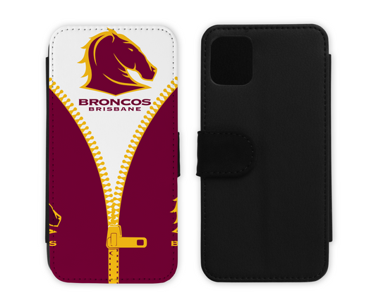 Brisbane Broncos Leather Flip Case  (Many Models Available)