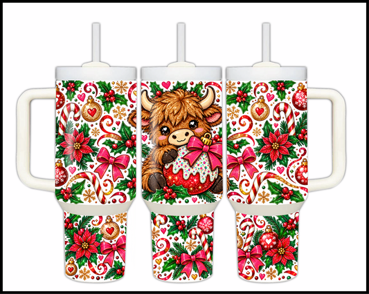 Sweet Holly Jolly Highland Cow Stainless Steel Big Guzzler Tumbler (1925)