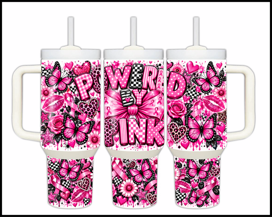 Powered By Pink (Breast Cancer Awareness)  Stainless Steel Big Guzzler Tumbler (1938)