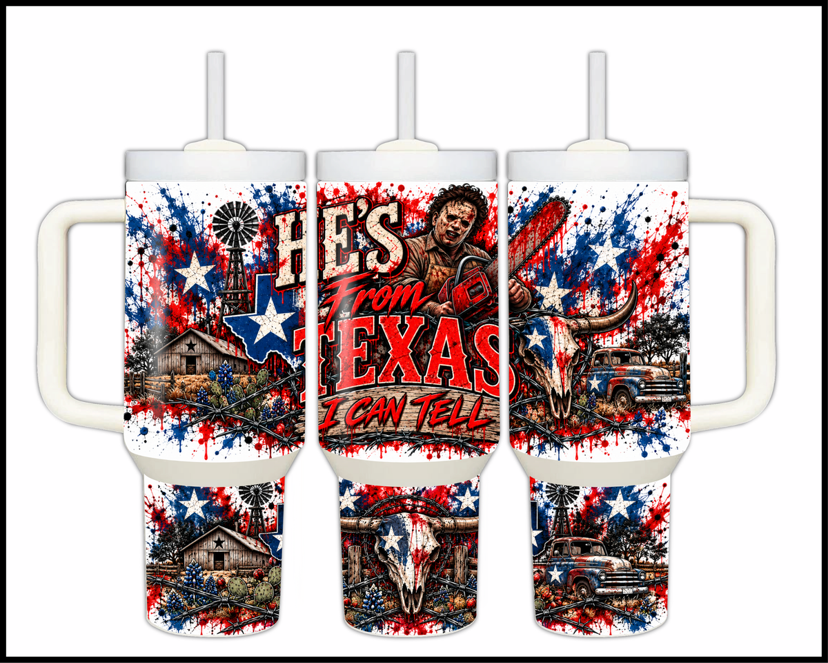 He's From Texas I Can Tell Stainless Steel Big Guzzler Tumbler (1947)