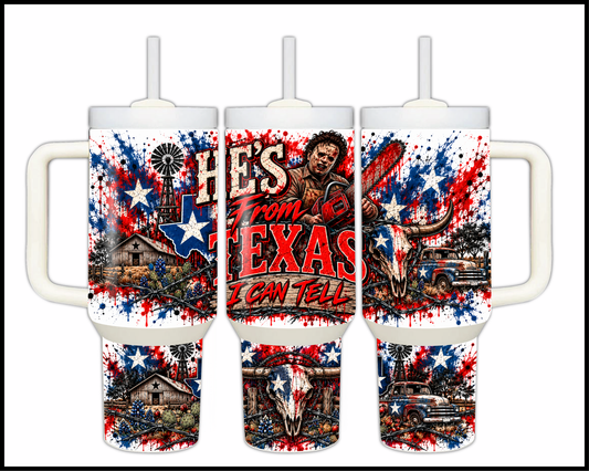 He's From Texas I Can Tell Stainless Steel Big Guzzler Tumbler (1947)