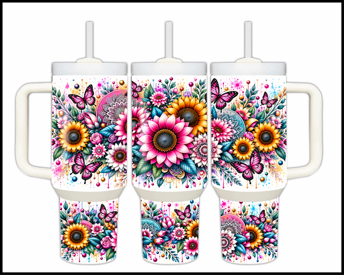 Boho Butterfly Garden Stainless Steel Big Guzzler Tumbler (1958)