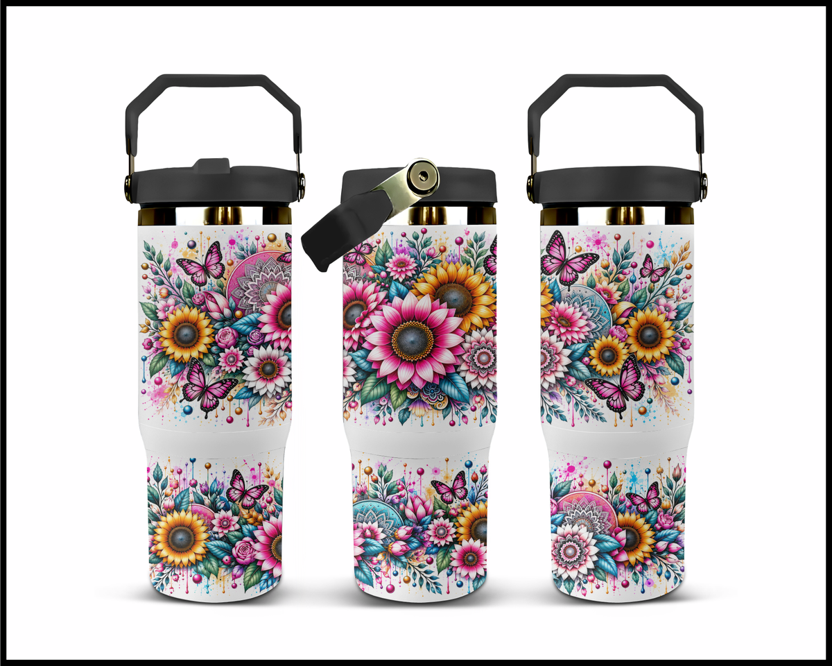 Boho Butterfly Garden Stainless Steel Big Guzzler Tumbler (1958)