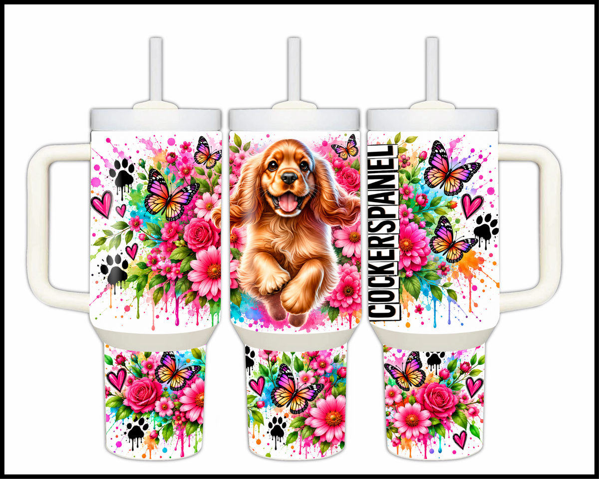 Blooming Cocker Spaniel Stainless Steel Big Guzzler Tumbler (1965)