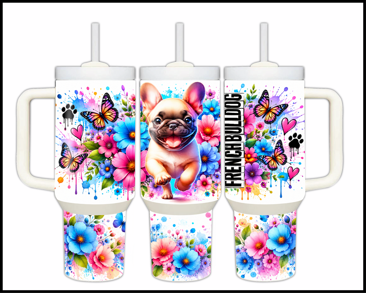 Blooming French Bulldog Stainless Steel Big Guzzler Tumbler (1968)