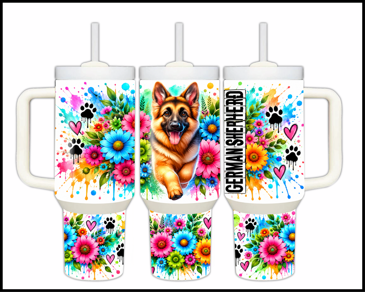 Blooming German Shepherd Stainless Steel Big Guzzler Tumbler (1969)