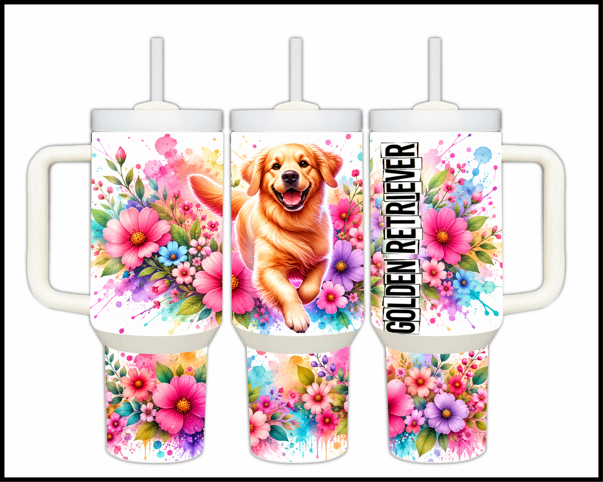 Blooming Golden Retriever Stainless Steel Big Guzzler Tumbler (1970)
