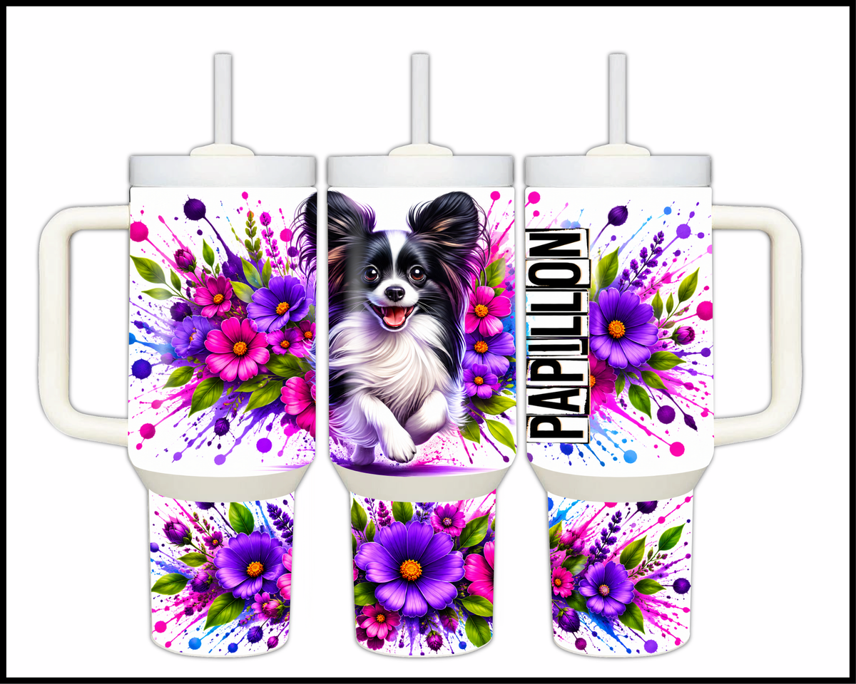 Blooming Papillion (2) Stainless Steel Big Guzzler Tumbler (1974)