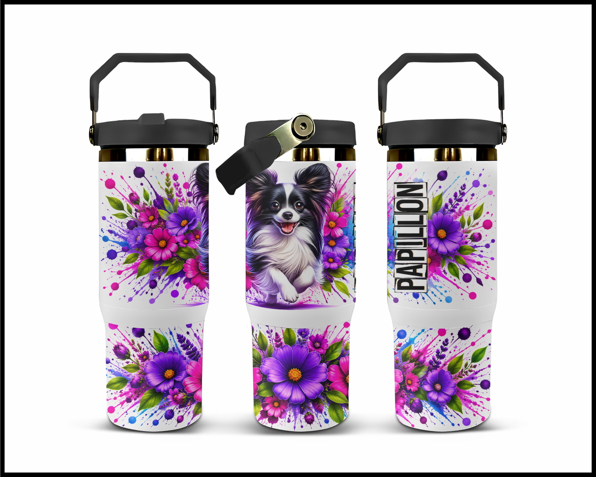 Blooming Papillion (2) Stainless Steel Big Guzzler Tumbler (1974)