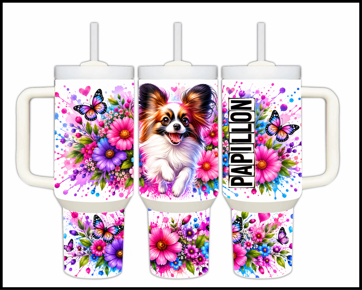 Blooming Papillion (1) Stainless Steel Big Guzzler Tumbler (1975)