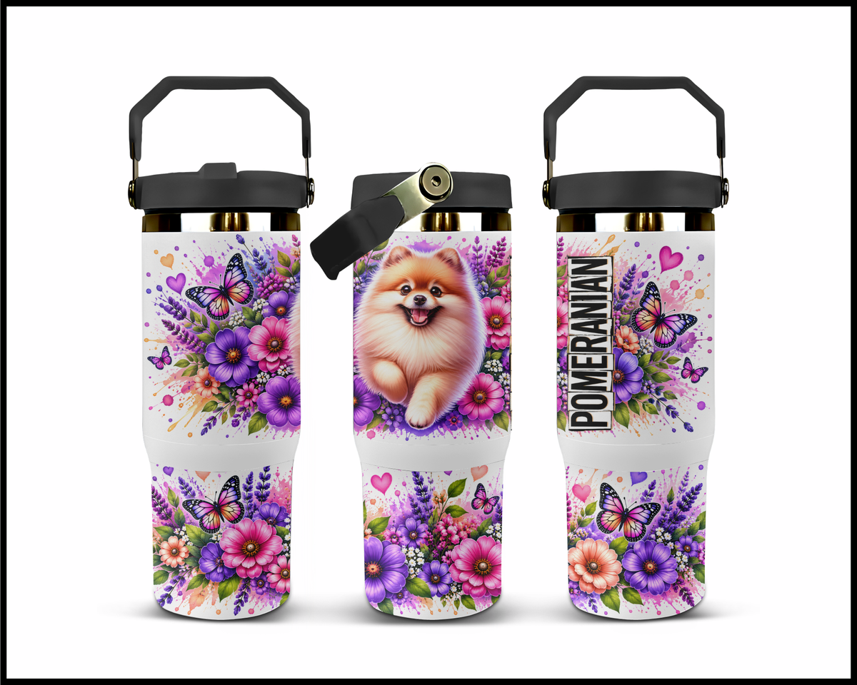 Blooming Pomeranian Stainless Steel Big Guzzler Tumbler (1977)