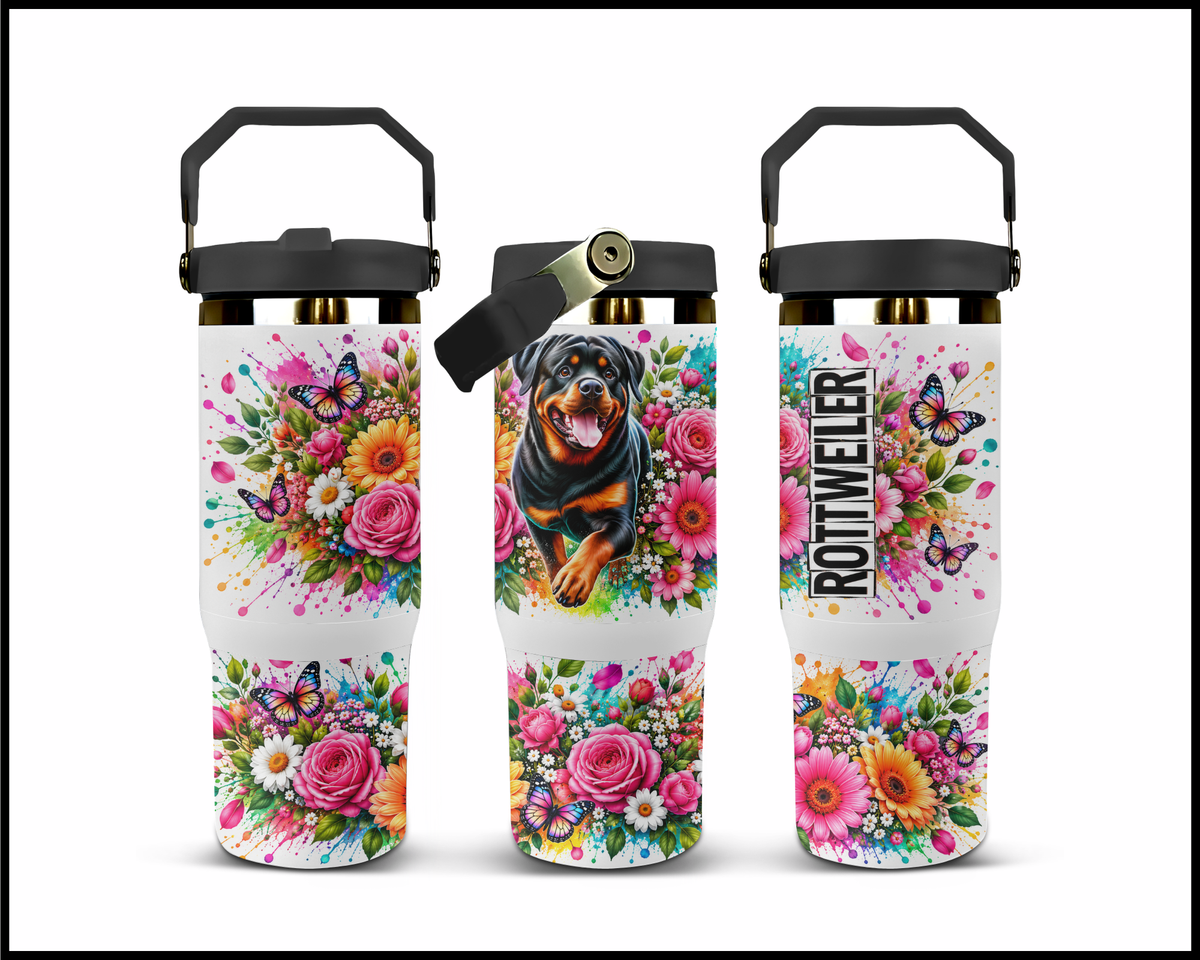 Blooming Rottweiler Stainless Steel Big Guzzler Tumbler (1980)