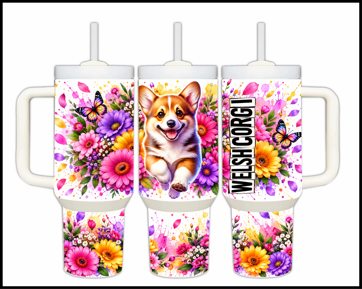 Blooming Welsh Corgi Stainless Steel Big Guzzler Tumbler (1983)