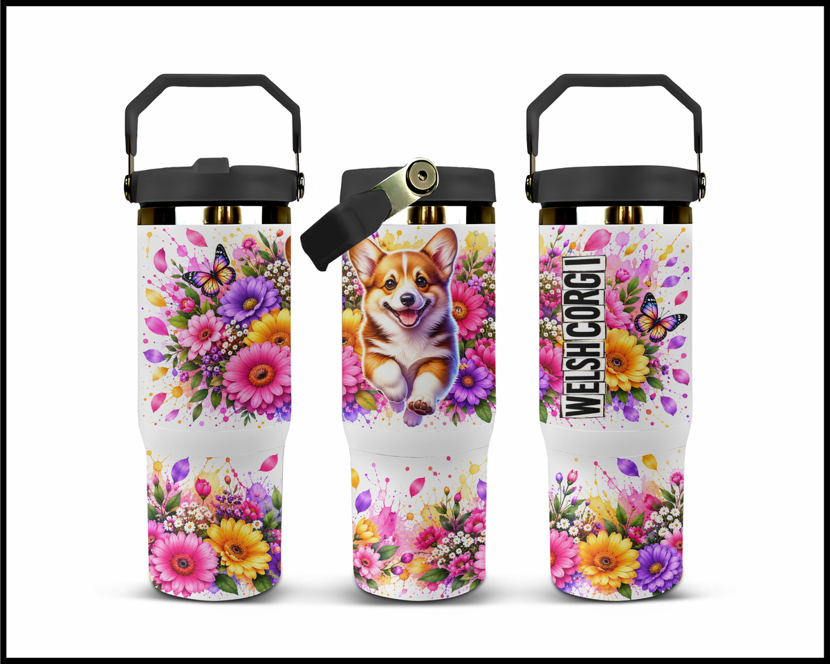 Blooming Welsh Corgi Stainless Steel Big Guzzler Tumbler (1983)