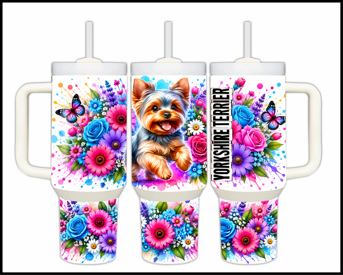Blooming Yorkshire Terrier Stainless Steel Big Guzzler Tumbler (1984)