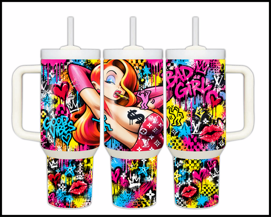 The Neon Femme Fatale Art Stainless Steel Big Guzzler Tumbler (1996)