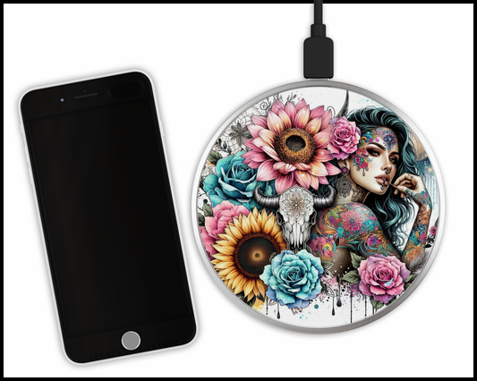 Stunning Mandala Floral Sublimated Wireless Phone Charger (419)