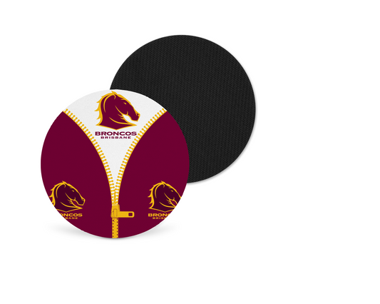 Brisbane Broncos Zip Up Neoprene Drink Coaster x2 (Round)