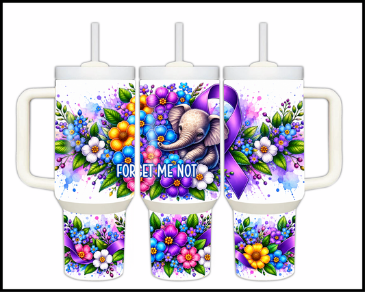 Forget Me Not (Alzheimer's disease and Dementia awareness) Stainless Steel Big Guzzler Tumbler (2010)