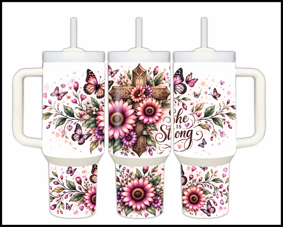 She Is Strong Stainless Steel Big Guzzler Tumbler (2022)