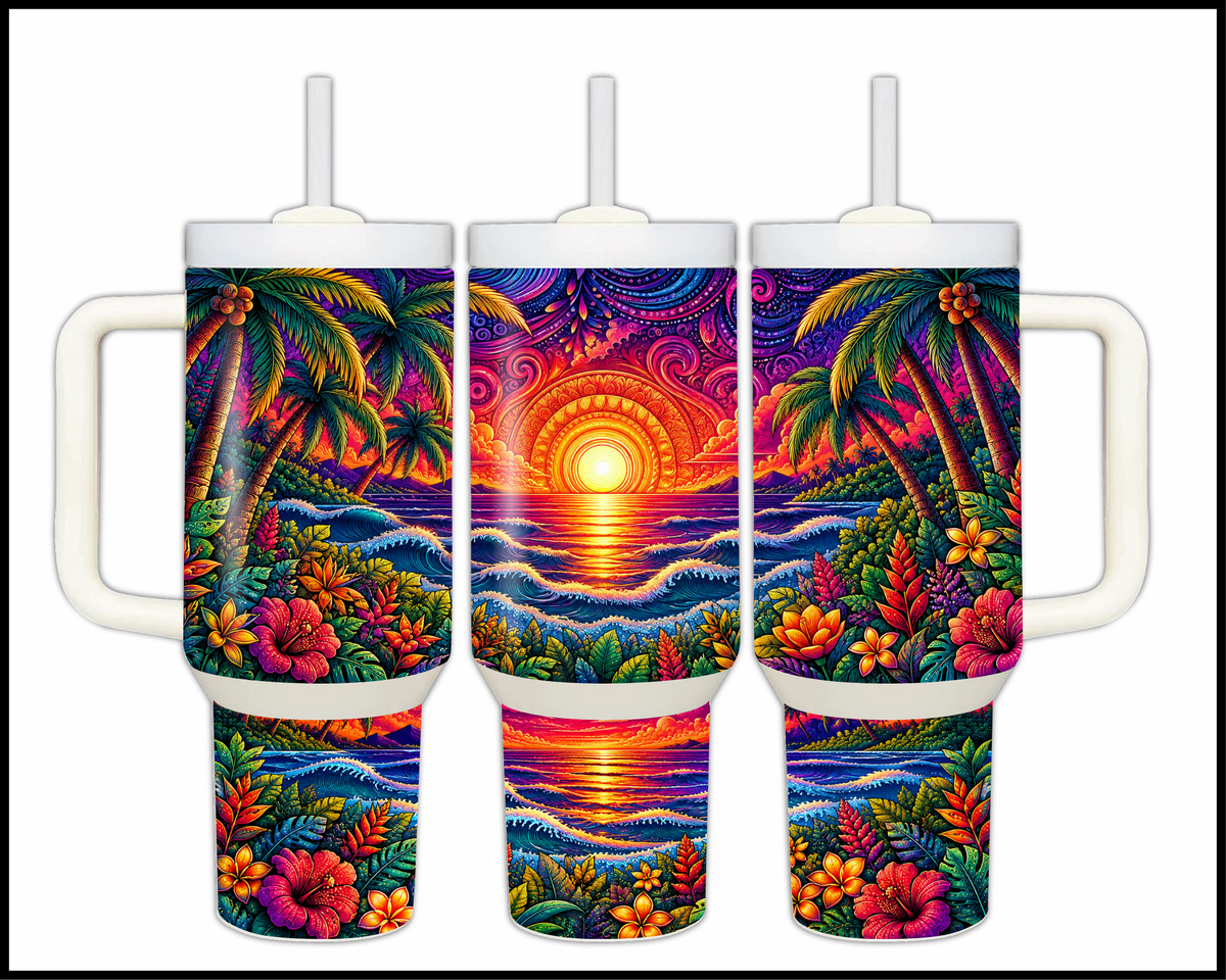 Trippy Tropic Wave Stainless Steel Big Guzzler Tumbler (2025)