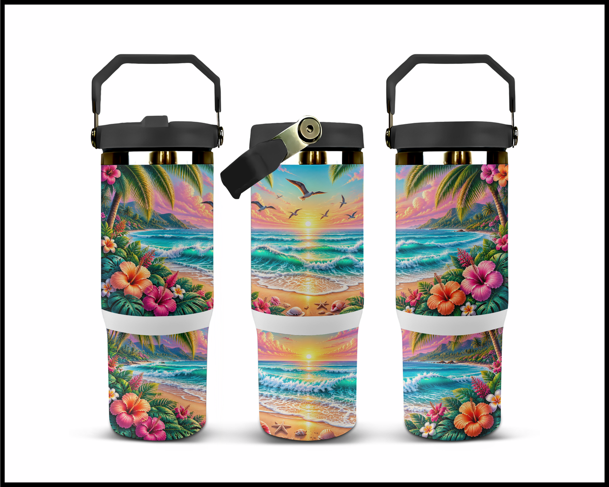 Pastel Hibiscus Dream Stainless Steel Big Guzzler Tumbler (2028)